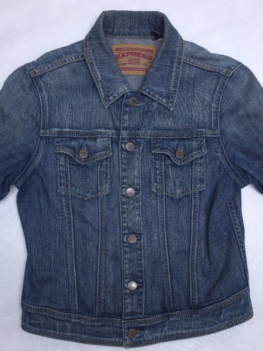 Express Precision Fit Denim Jacket M Blue Stretch Jean Jacket